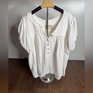 We The Free Cream Textured Blouse